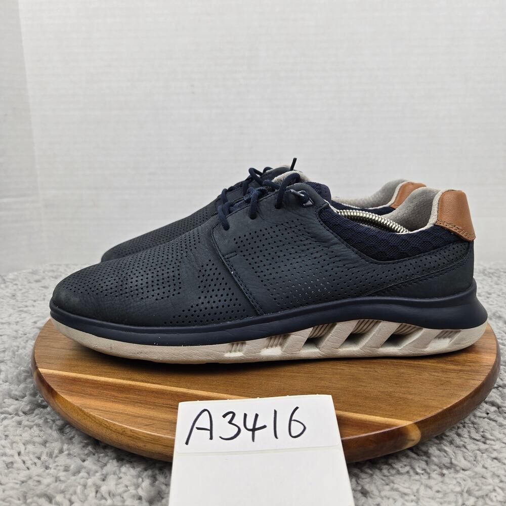 Johnston & Murphy Mens 9 Activate U-Throat Navy Leather Casual Lace Up Sneaker